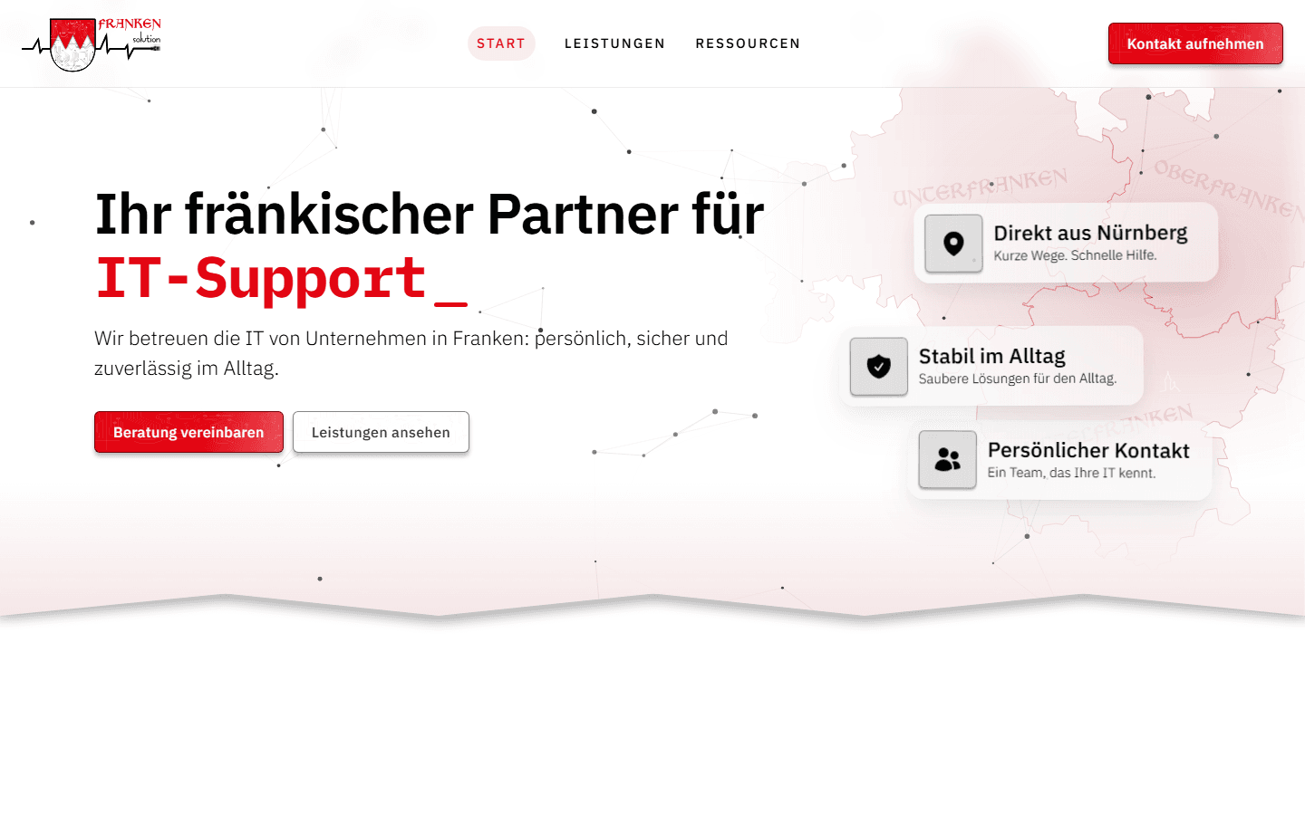 Franken Solution IT-Sicherheit Nürnberg — B2B-Website Relaunch Webdesign Vorher/Nachher atondix