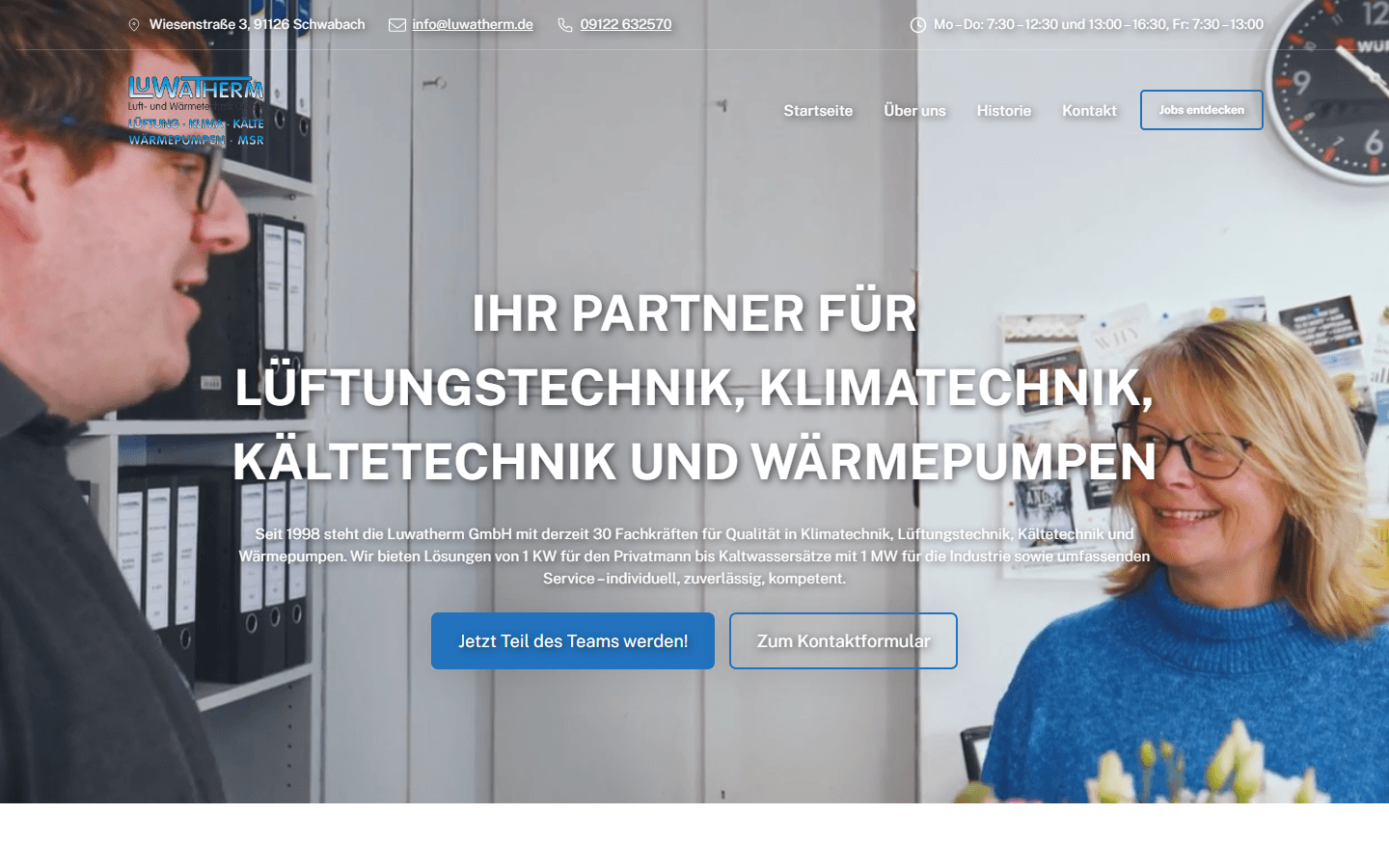 LuWaTherm aus Schwabach mit neuer B2B-Website und Karrierebereich von atondix