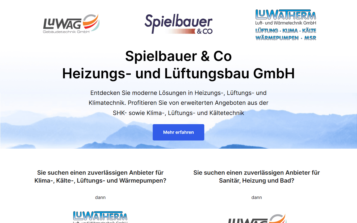 Übergangs-Website für Spielbauer Gebäudetechnik in Nürnberg von atondix