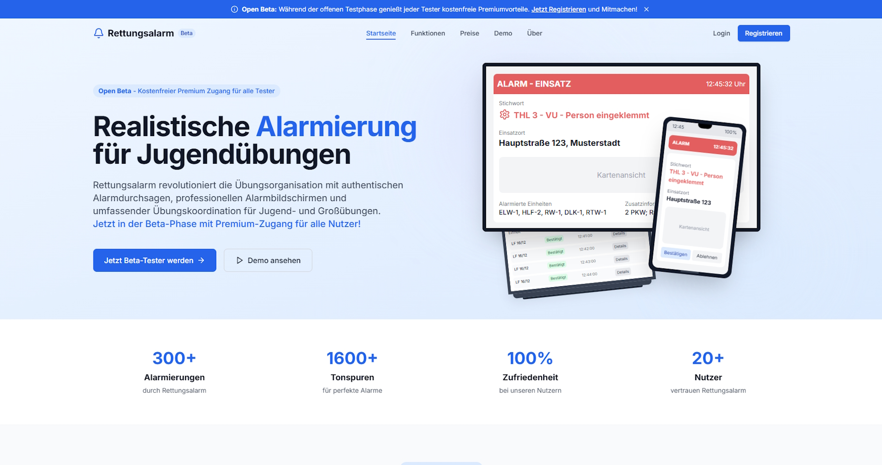 Rettungsalarm Die innovation der Uebungsalarmierung aus Fuerth Professionelles Webdesign